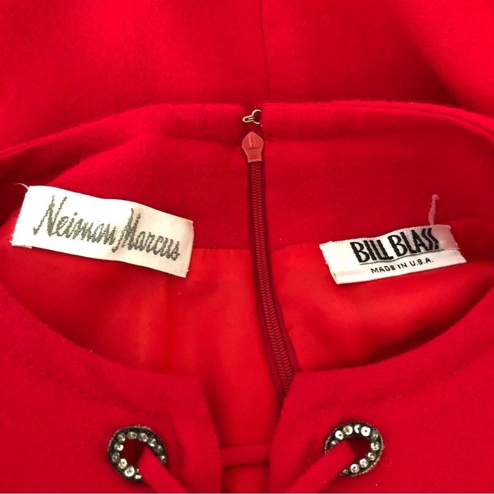 70’s Vintage Bill Blass Red Neiman Marcus Crisscross Lace Up Elbow Sleeve Dress - Picture 12 of 16